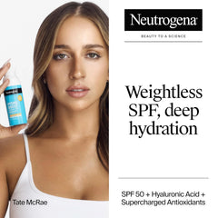 Neutrogena Hydro Boost Hyaluronic Acid Face Moisturizer with Broad Spectrum SPF 50 Sunscreen,Non-Greasy,Fragrance Free Daytime Facial Moisturizer to Hydrate & Soothe Dry Skin,1.7 fl. oz,(Pack of 2)
