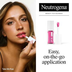 Neutrogena Hydro Boost Tinted Lip Oil with Hyaluronic Acid, Hydrating and Nourishing Lip Oil for Fuller Looking Lips, Petal Pop, .2 fl. Oz