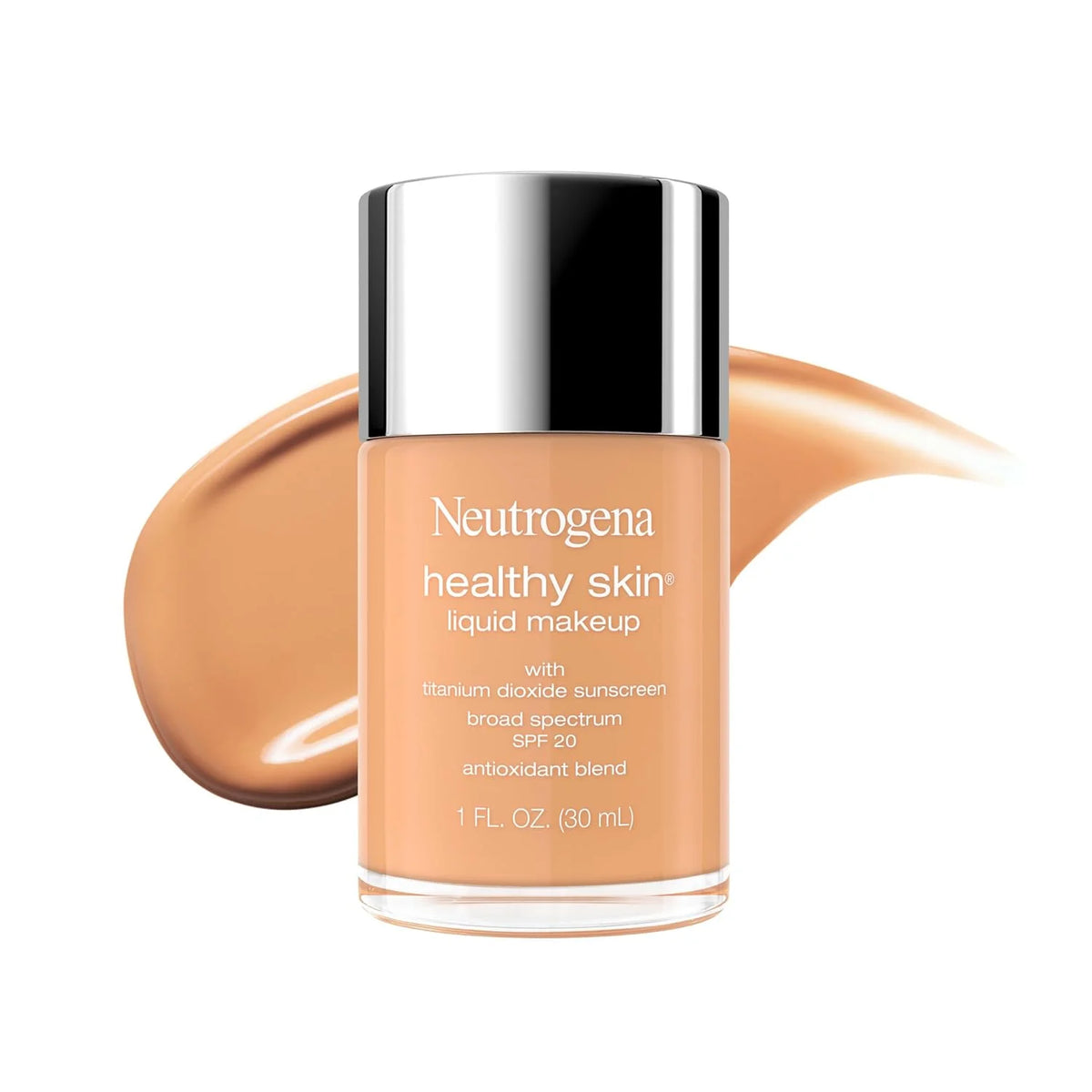 Neutrogena Healthy Skin Liquid Foundation Makeup with Broad Spectrum SPF 20 Sunscreen, Lightweight, Medium Coverage Makeup with Sunscreen and Pro-Vitamin B5, Soft Beige 350C, 1 fl. oz