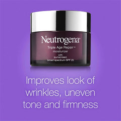 Neutrogena Triple Age Repair Face Moisturizer SPF 25 Anti-Aging Cream with Hexinol Technology Vitamin C Glycerin and Shea Butter to Help Reduce Wrinkles, 1.7 fl oz (Pack of 12)
